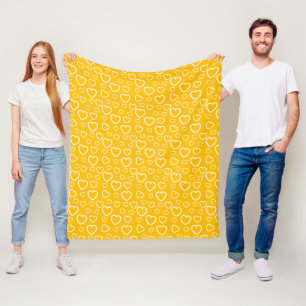 Cobertor De Velo Padrão de Corações de Amor Amarelos e Brancos