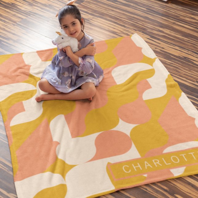 Cobertor De Velo Padrão de Creme Rosa de Mostarda Personalizado (Criador carregado)