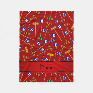 Cobertor De Velo Padrão de croquete vermelho de nome personalizado