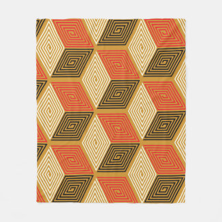 Cobertor De Velo Padrão de Cubo Dourado Vermelho