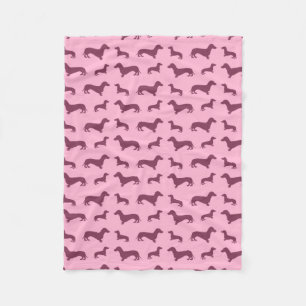 Cobertor De Velo Padrão de dachshund da rosa claro