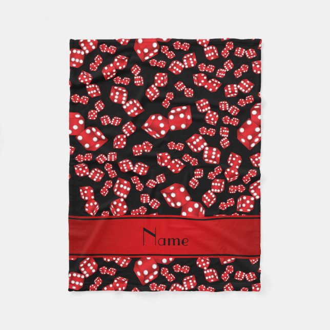 Cobertor De Velo Padrão de dados em preto de nome personalizado (Frente)