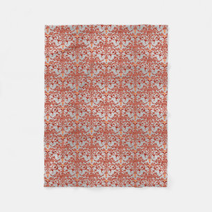 Cobertor De Velo Padrão de damasco floral laranja e branco prateado