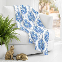 Padrão de Damasco Mediterrâneo Azul Branco Elegant