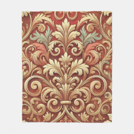Cobertor De Velo Padrão de Damasco Vermelho e Dourado Vintage