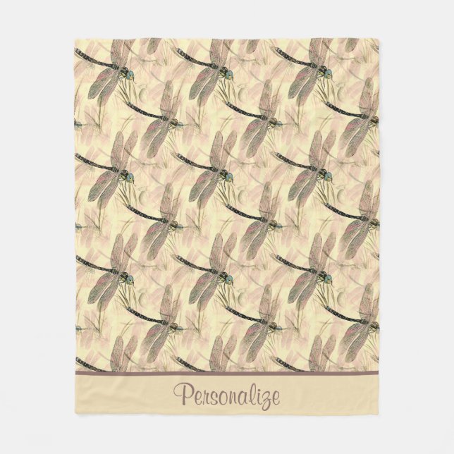 Cobertor De Velo Padrão de Design de Arte Rustic Dragonfly (Frente)