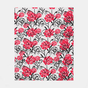 Cobertor De Velo Padrão de design de ilustração floral de flor verm