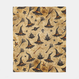 Cobertor De Velo Padrão de Dia das Bruxas Vintage Hats & Broomstick