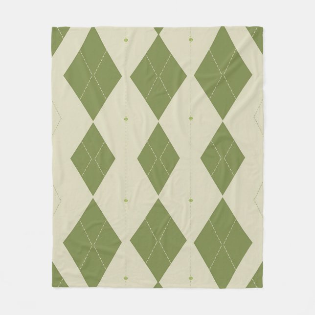 Cobertor De Velo Padrão de Diamante Argyle Verde Oliva (Frente)
