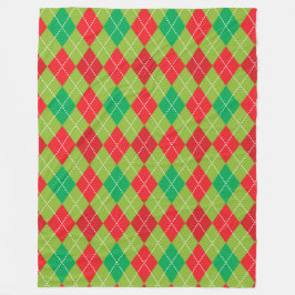 COBERTOR DE VELO PADRÃO DE DIAMANTE DE NATAL VERMELHO & VERDE