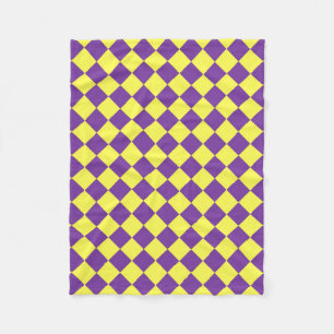 Cobertor De Velo Padrão de Diamante do Verificador Amarelo Roxo