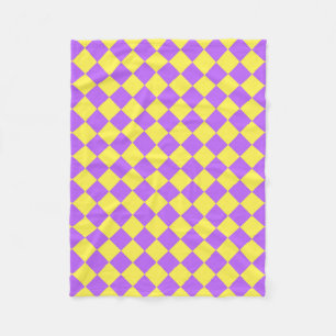 Cobertor De Velo Padrão de Diamante do Verificador Amarelo Roxo