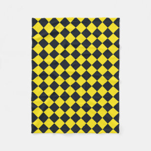 Cobertor De Velo Padrão de Diamante do Verificador Negro Amarelo