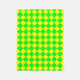 Cobertor De Velo Padrão de Diamante do Verificador Verde Amarelo