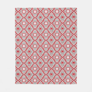 Cobertor De Velo Padrão de Diamante Floral Vermelho   Geométrico El