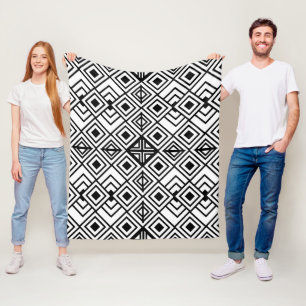 Cobertor De Velo Padrão de diamante geométrico preto e branco