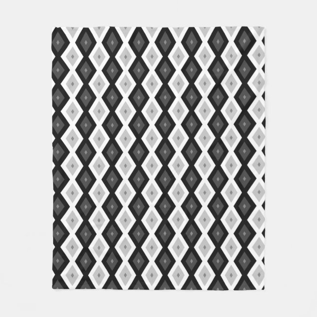 Cobertor De Velo Padrão de diamante preto, branco e cinza (Frente)