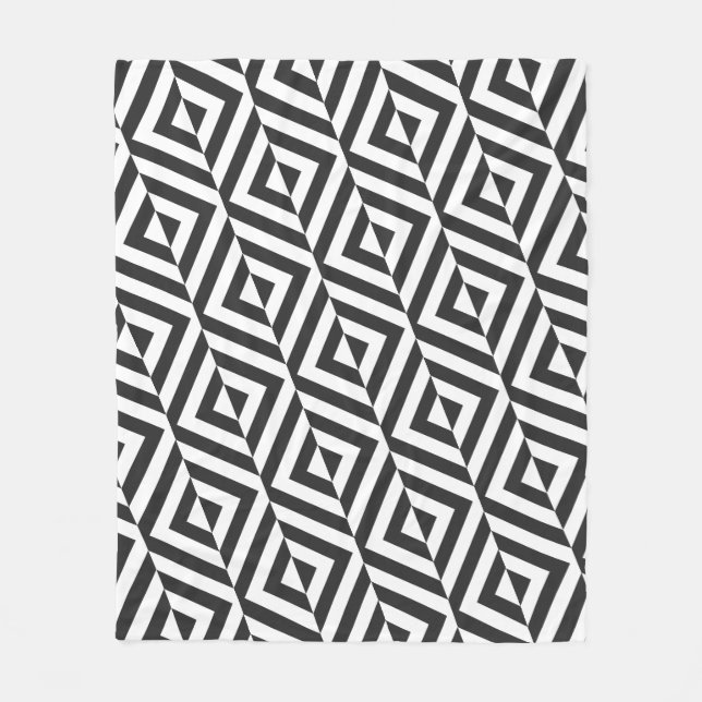 Cobertor De Velo Padrão de Diamante Preto e Branco (Frente)