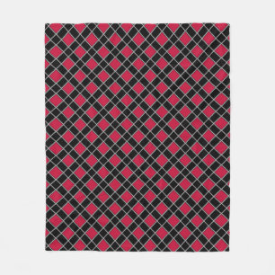 Cobertor De Velo Padrão de Diamante Preto Elegante Vermelho