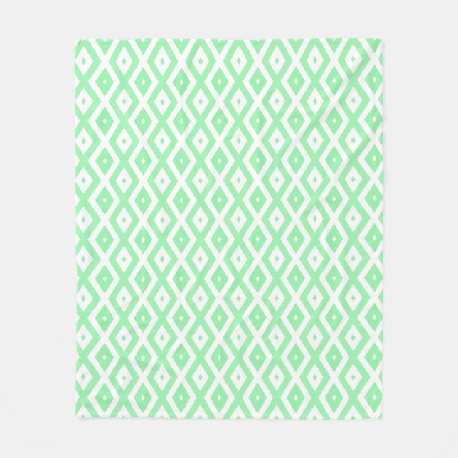 Cobertor De Velo Padrão de diamante verde e branco (Frente)