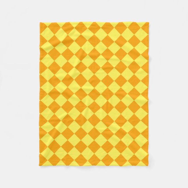 Cobertor De Velo Padrão de Diamante Xadrez Laranja Amarelo  (Frente)