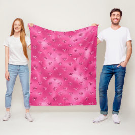 Cobertor De Velo Padrão de Diamantes Brilhantes Rosa Vibrante