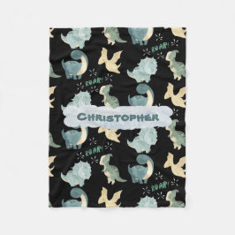 Cobertor De Velo Padrão de Dinossauro Preto de Cana-d'Água