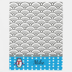 Cobertor De Velo padrão de Doodles do Japão, pinguim, seu nome