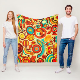 Cobertor De Velo Padrão de Elementos de outono do Groovy 70s Retroa