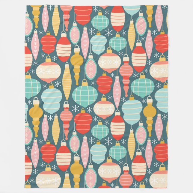 Cobertor De Velo Padrão de Enfeites de natal Retro Ininterruptos (Frente)