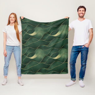 Cobertor De Velo Padrão de espiral Dourada e verde elegante