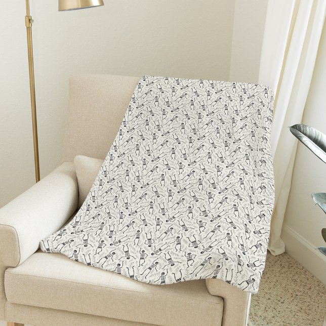 Cobertor De Velo Padrão de Esqueleto Neutral do Halloween Charcarbo (Criador carregado)