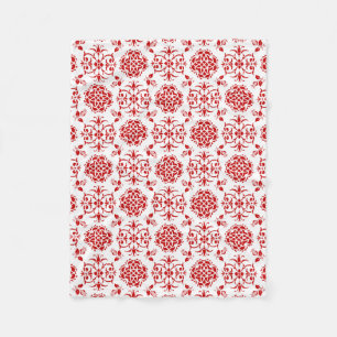 Cobertor De Velo Padrão de Estilo de Damasco Floral Vermelho e Bran