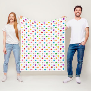 Cobertor De Velo Padrão de Estrelas Coloridas Design Branco