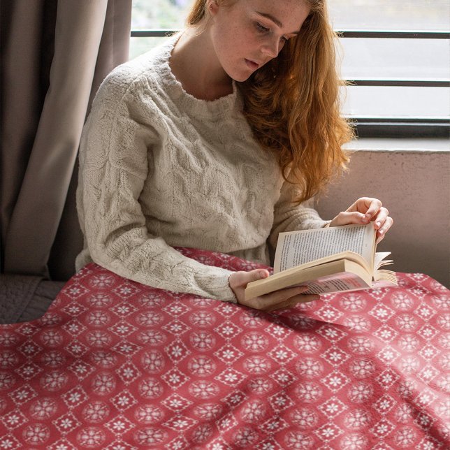 Cobertor De Velo Padrão de Fábrica de Neve Red Winter Snowflake (Criador carregado)