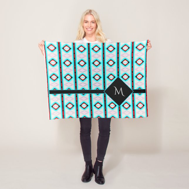 Cobertor De Velo Padrão de Faixa de Diamantes Azul Vermelho (In Situ)