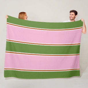 Cobertor De Velo Padrão de Faixa Verde Rosa Retro