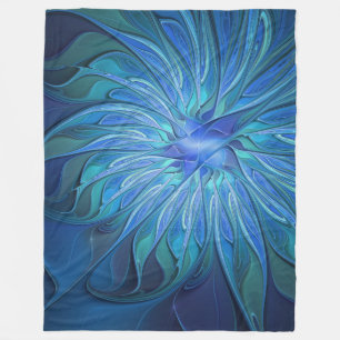 Cobertor De Velo Padrão de fantasia de flores azuis, arte frontal A