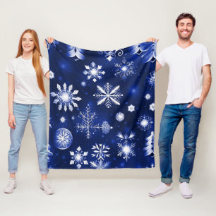 Cobertor De Velo Padrão De Floco De Neve Azul E Branco