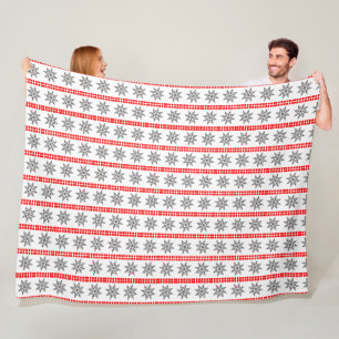 Cobertor De Velo Padrão de floco de neve de Natal nórdico cinza ver