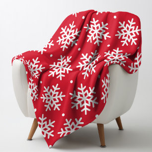Cobertor De Velo Padrão de Floco de Neve Vermelho Festivo