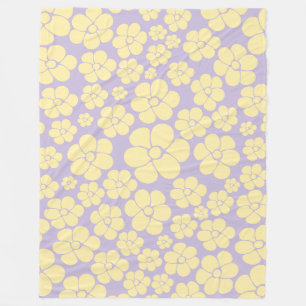 Cobertor De Velo Padrão de Flor - Amarelo e Púrpura Pastel