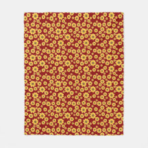 Padrão de Flor Amarelo em Fundo Vermelho - Floral