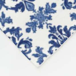 Cobertor De Velo Padrão de Flor de Damasco Vitoriano Elegante Azul 