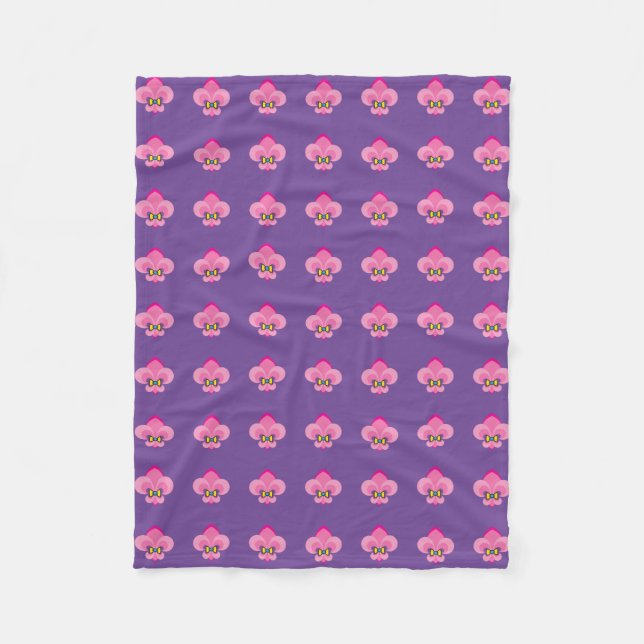 Cobertor De Velo Padrão de Flor de Lis com Laço Rosa (Frente)