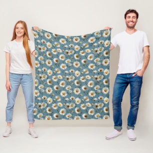 Cobertor De Velo Padrão de flor de margarida sem costura em azul