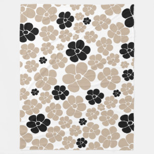 Cobertor De Velo Padrão de Flor de Trendy em Taupe, Preto e Branco