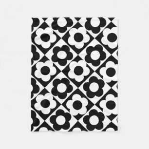 Cobertor De Velo Padrão de Flor de Verificação de Diamante Preto e 