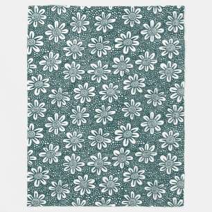 Cobertor De Velo Padrão de Flor Desenhado à Mão 140617 - Verde Escu