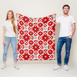Cobertor De Velo Padrão de Flor Elegante Vermelha e Branca para Dec